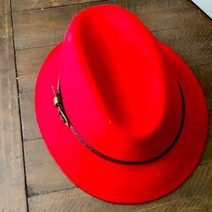 Charter Club Red Fedora Hat